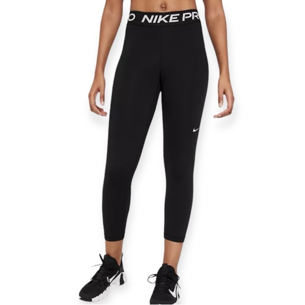 Nike Pro‎ Women's Black Mid-Rise Mesh-Paneled Leggings​​